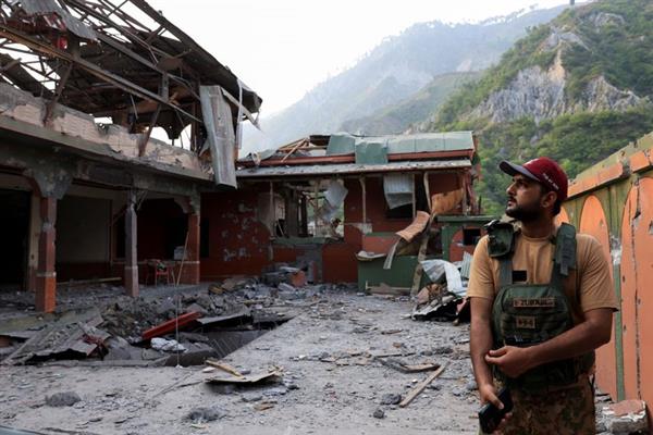 Bilal Mosque after an Indian strike in Muzaffarabad.